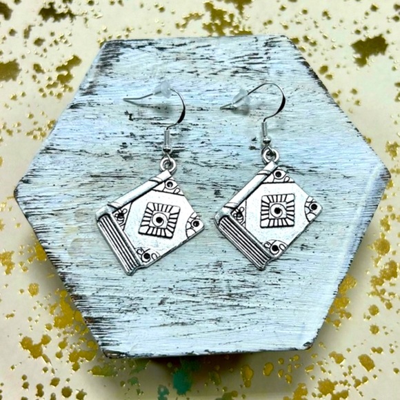 Handmade Sterling Silver Witch Spell Book Earrings! - Picture 4 of 4